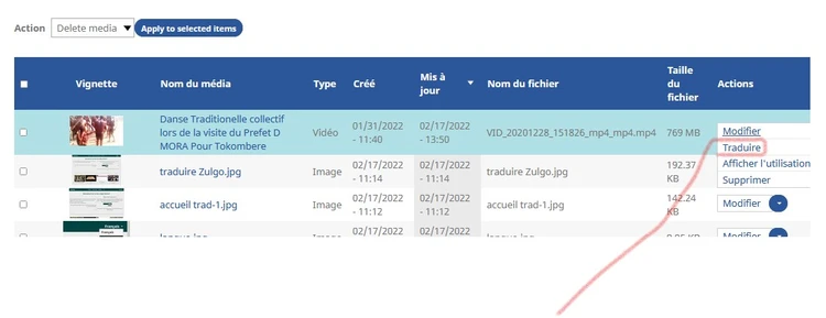 traduite titre de média