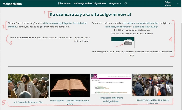traduction de la page d'accueil, Zulgo